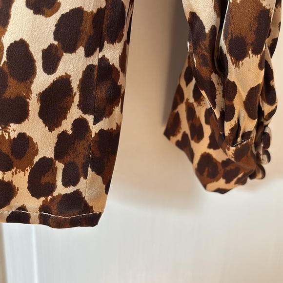 Gloria Sachs Animal Print Mock Neck Blouse Vintage Union Made in USA Top Size 10 - Picture 12 of 12